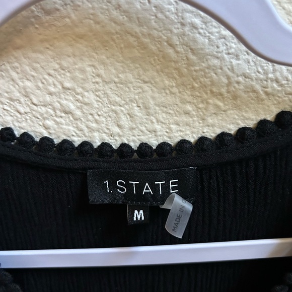 1. State Black Puff Sleeve Peplum Blouse - Picture 3 of 5